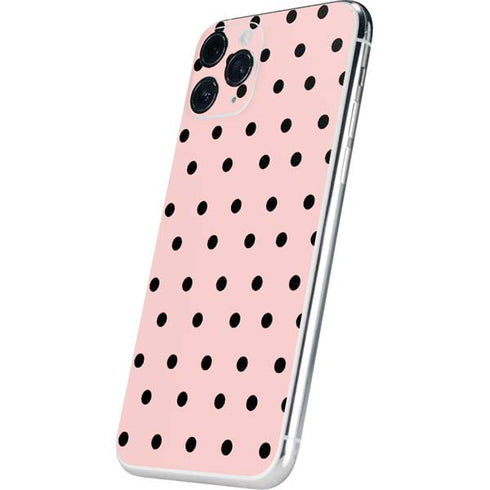 Pink and Black Polka Dots iPhone 11 Pro Skin